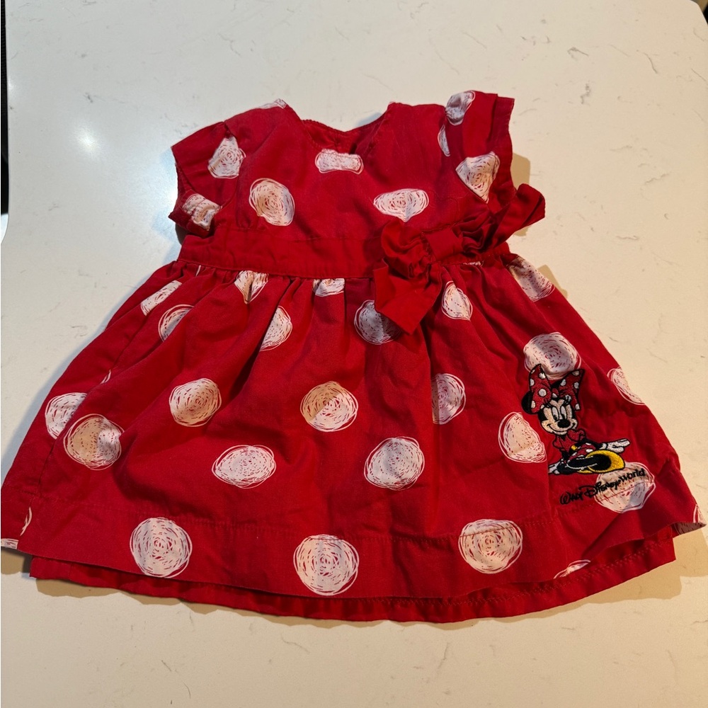Vintage Minnie Mouse Disney dress toddler girl puff sleeves lace embroidered